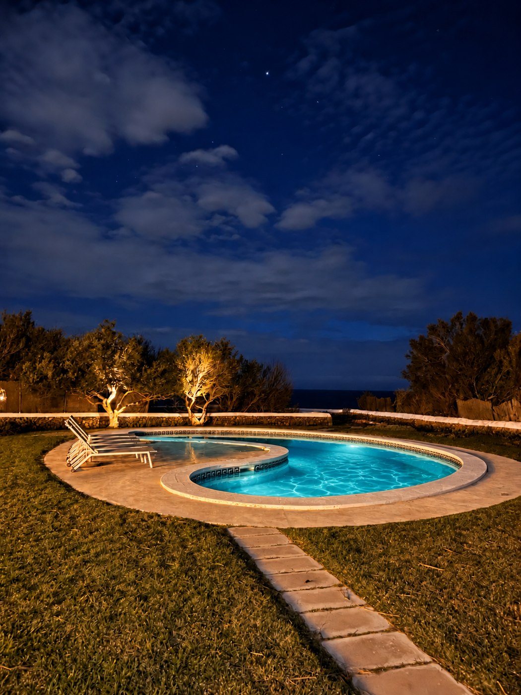 The pool in the evening
