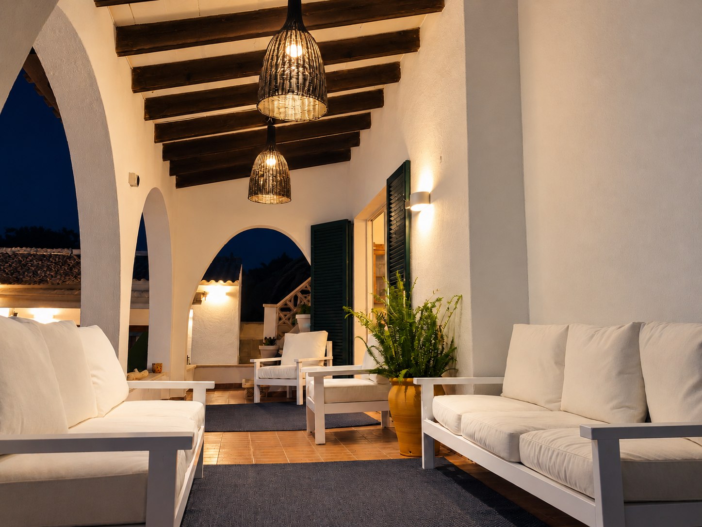The patio at nightfall